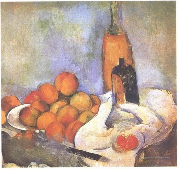  bouteille Art - Nature morte avec des bouteilles et des pommes Paul Cézanne